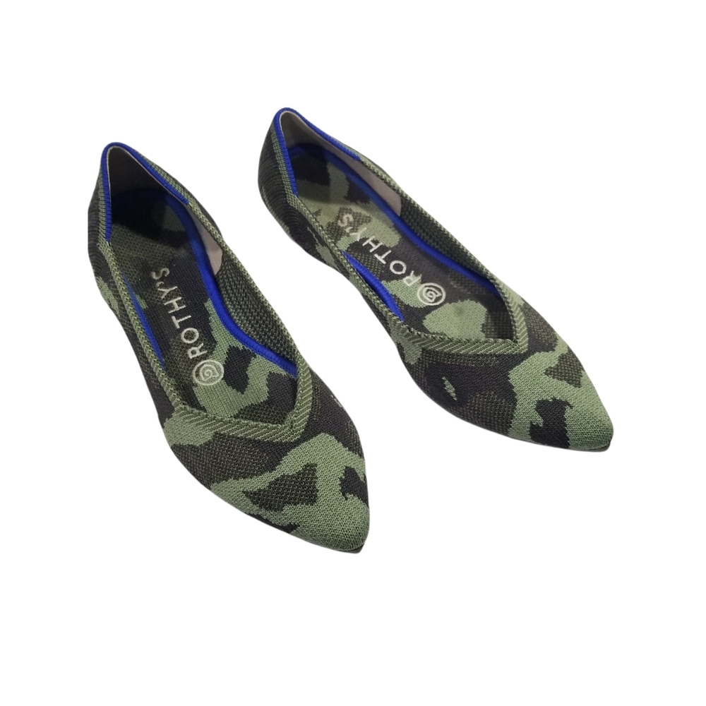 Rothy's Olive Green Camo Pointed Toe Flat Shoes